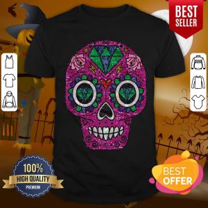 Pink Glitter Sugar Skull Day Of The Dead Shirt