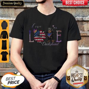 Official Dachshund Live Love Paw Sunflower American Flag Veteran Independence Day Shirt