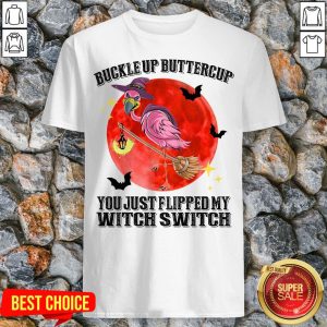 Flamingo Buckle Up Buttercup Witch Switch Halloween Shirt