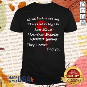 Top Blood Stains Are Red Ultraviolet Lights Are Blue I Watch Enough Murder Shows They'Ll Never Find You Shirt