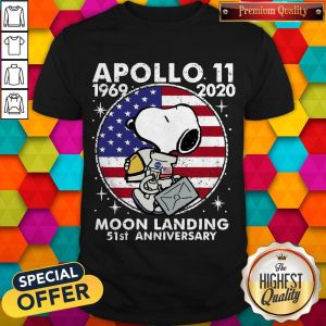 Snoopy American Flag Apollo 11 1969 2020 Moon Landing 51st Anniversary Shirt