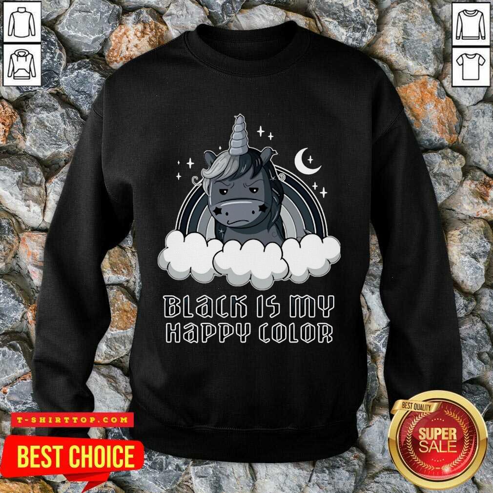 Unicorn 1 Black Is My Happy Color Shirt