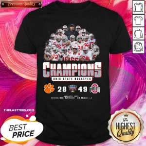 Top 2021 Champions Allstate Sugar Bowl Ohio State Buckeyes 49 28 Clemson Shirt
