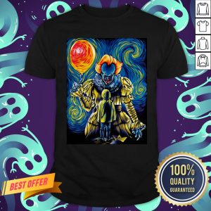 Halloween Pennywise Holding Balloon Starry Night Shirt