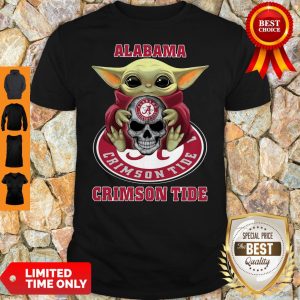 Baby Yoda Hug Skull Alabama Crimson Tide Shirt