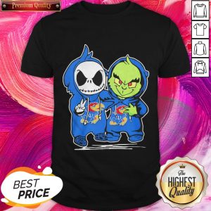 Nice Baby Skeleton And Baby Grinch Kansas Jayhawk Shirt