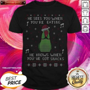 Love Parrot He Sees You When You’re Eating He Knows When You’ve Got Snacks Ugly Christmas Shirt