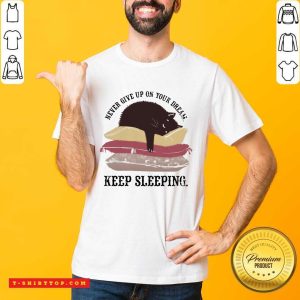Good Never Give Up On Your Dream Keep Sleeping Cats Lying On Pillow Shirt