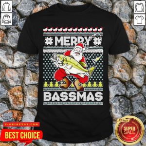 Merry Bassmas Fish Santa Ugly Christmas Shirt