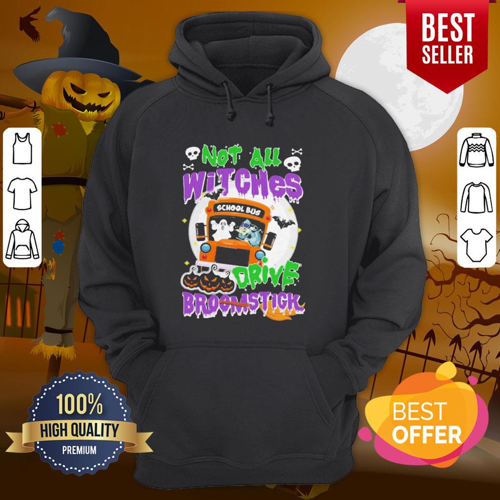 Attractive School Bus Not All Witches Drive Broomstick Halloween Shirt
