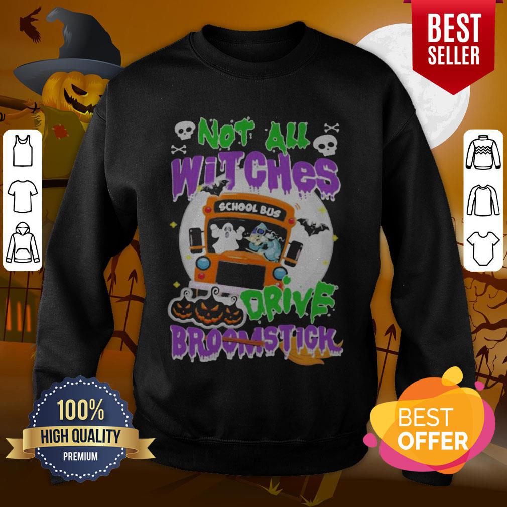 Attractive School Bus Not All Witches Drive Broomstick Halloween Shirt