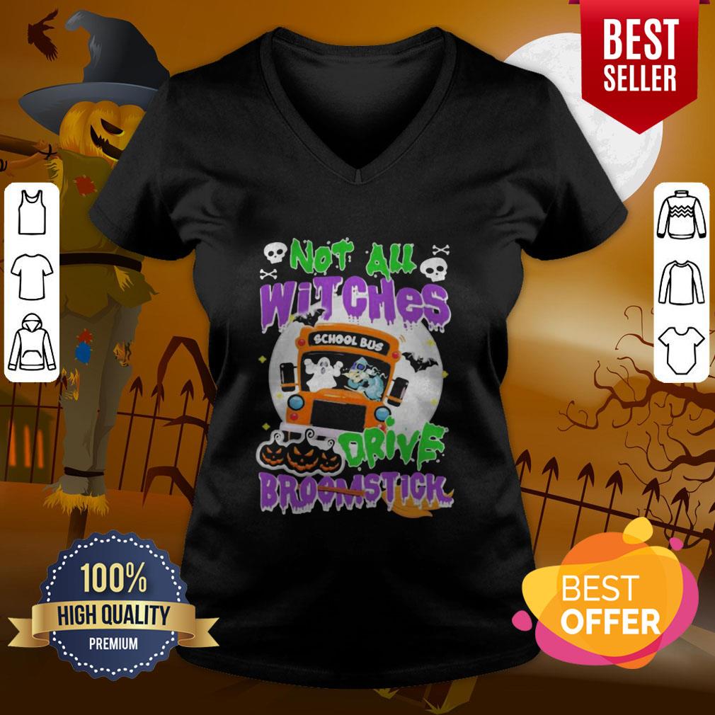 Attractive School Bus Not All Witches Drive Broomstick Halloween Shirt