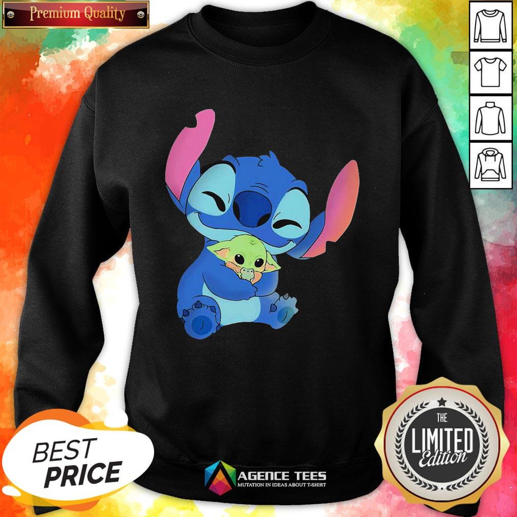 Awesome Baby Stitch Hug Baby Yoda Shirt