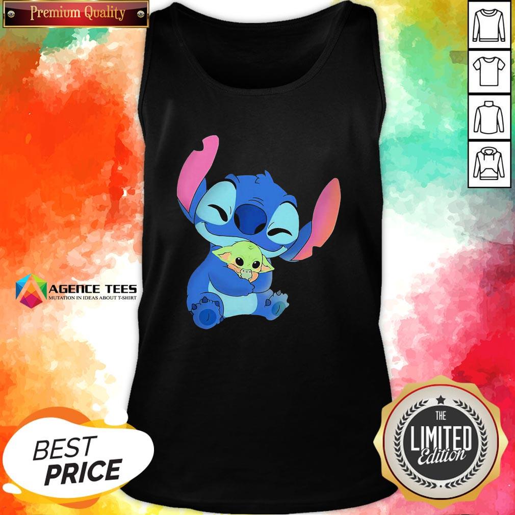 Awesome Baby Stitch Hug Baby Yoda Shirt