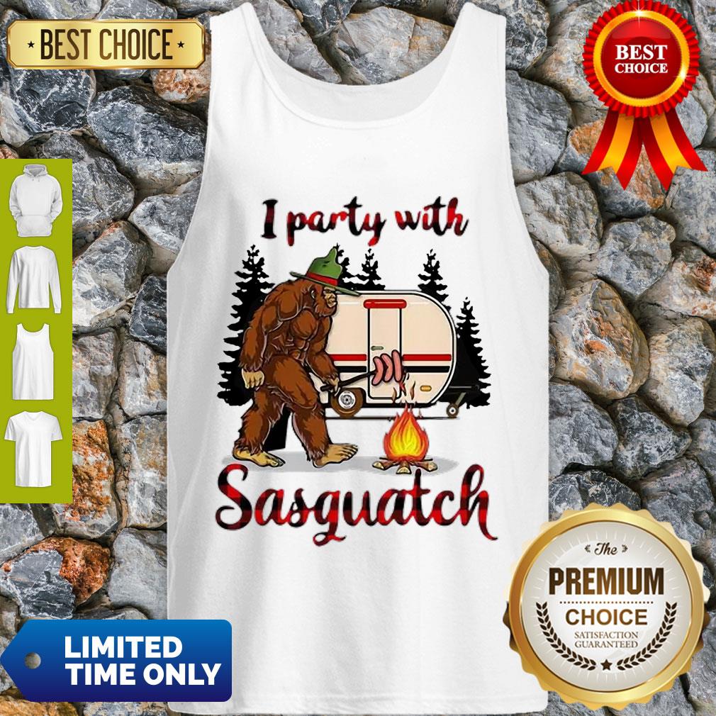Awesome Camping Bigfoot I Party With Sasquatch Shirt