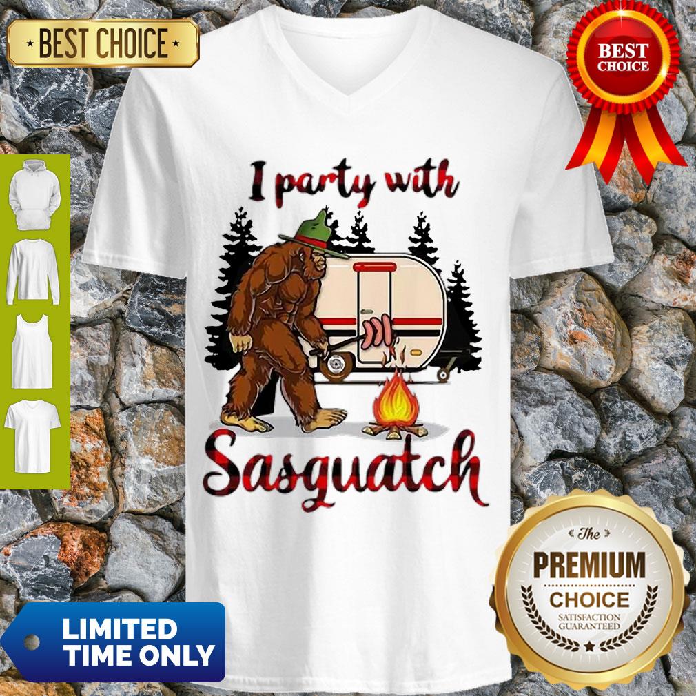 Awesome Camping Bigfoot I Party With Sasquatch Shirt