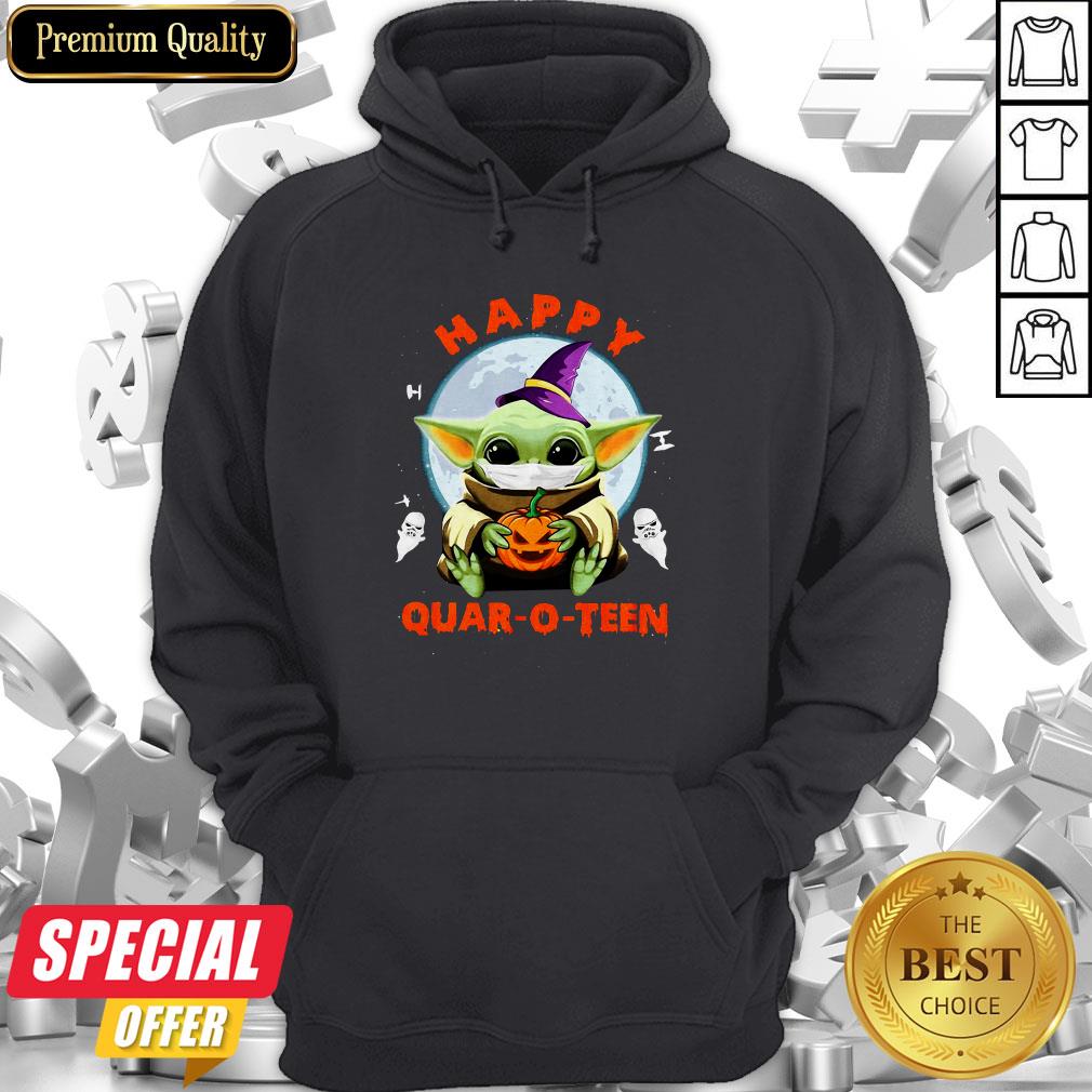 Baby Yoda Hug Pumpkin Happy Quar-o-teen Halloween Shirt