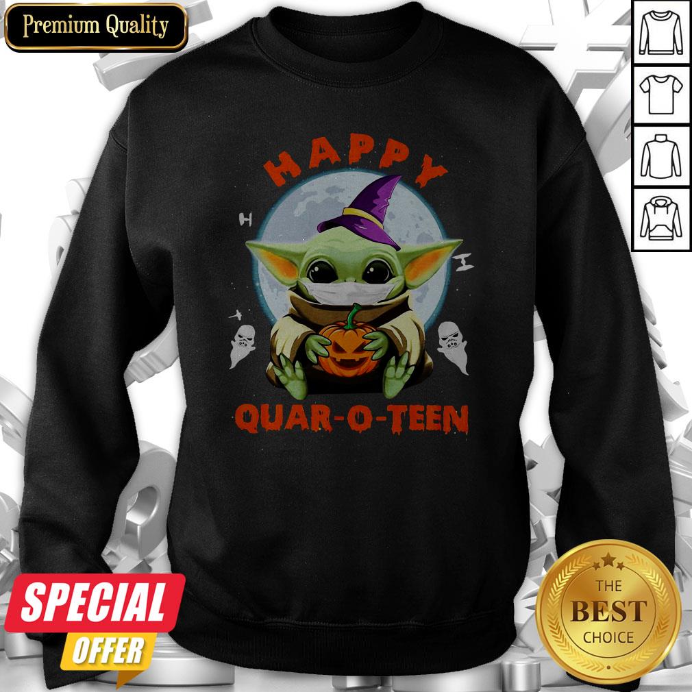 Baby Yoda Hug Pumpkin Happy Quar-o-teen Halloween Shirt