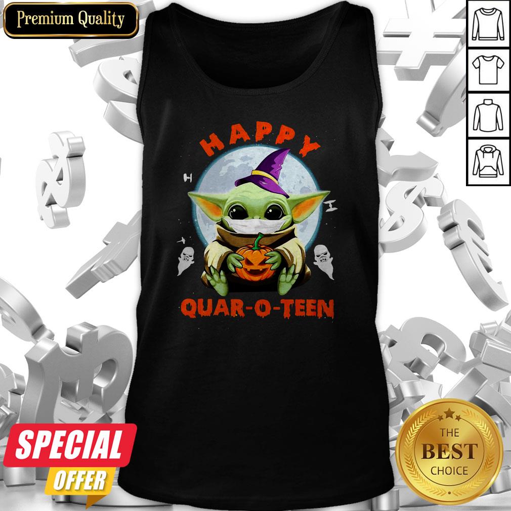 Baby Yoda Hug Pumpkin Happy Quar-o-teen Halloween Shirt