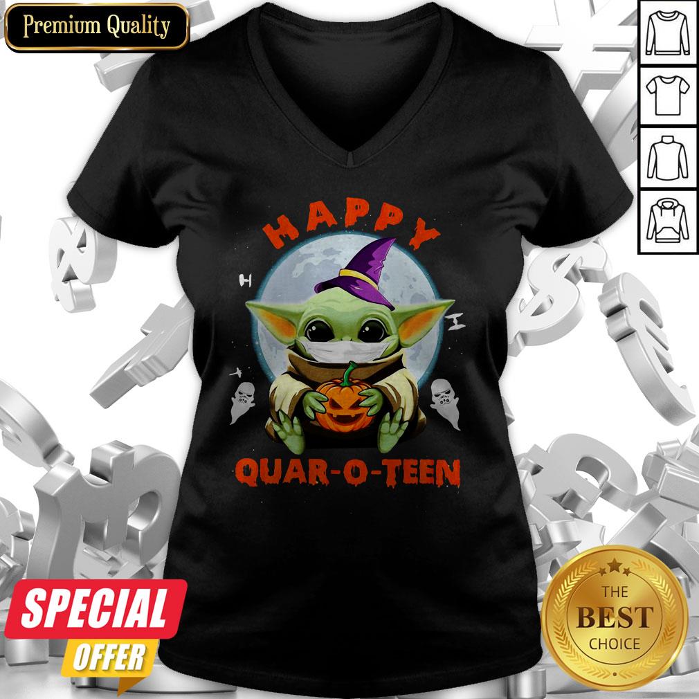 Baby Yoda Hug Pumpkin Happy Quar-o-teen Halloween Shirt
