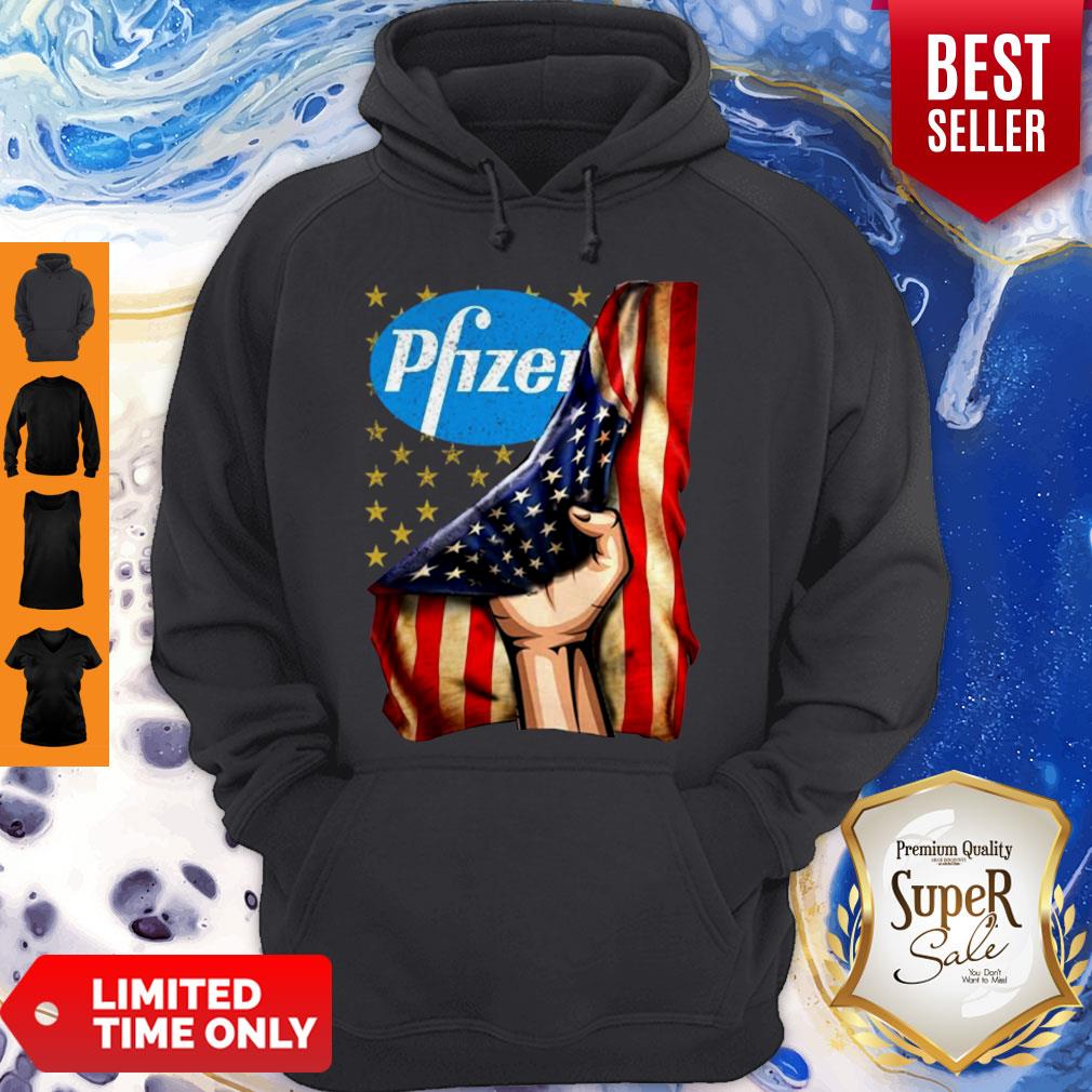 Beautiful Pfizer Logo And America Flag Shirt
