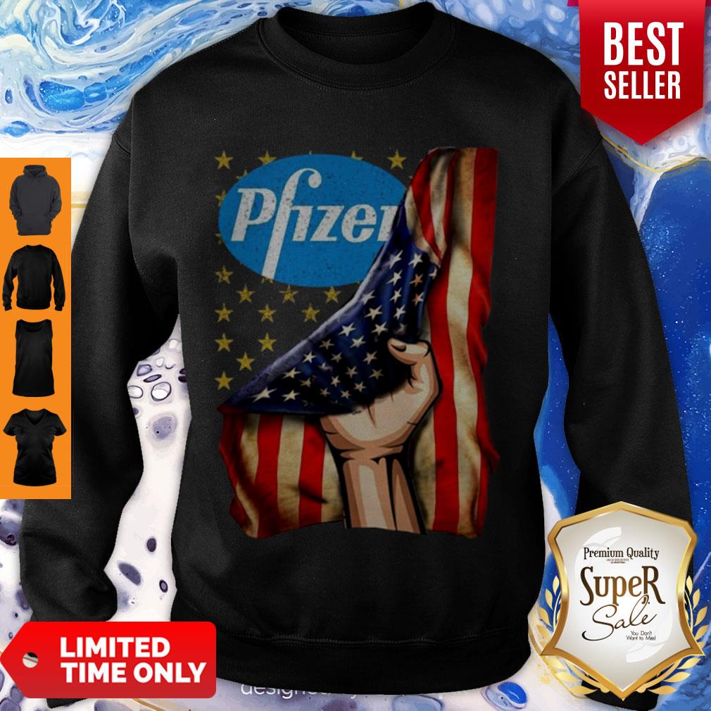 Beautiful Pfizer Logo And America Flag Shirt