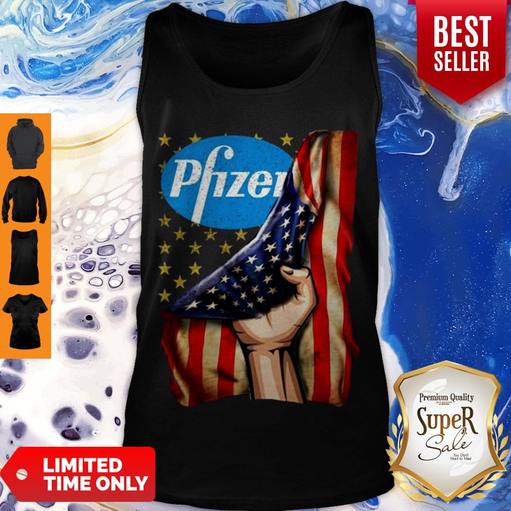 Beautiful Pfizer Logo And America Flag Shirt