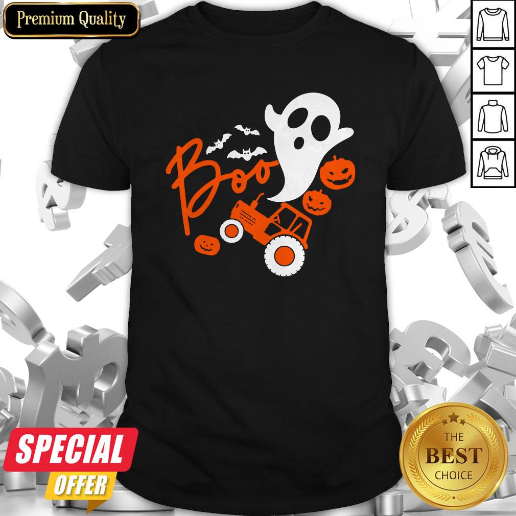 Boo Ghost Rider Tractor Farmer Pumpkin Halloween Costume Shirt