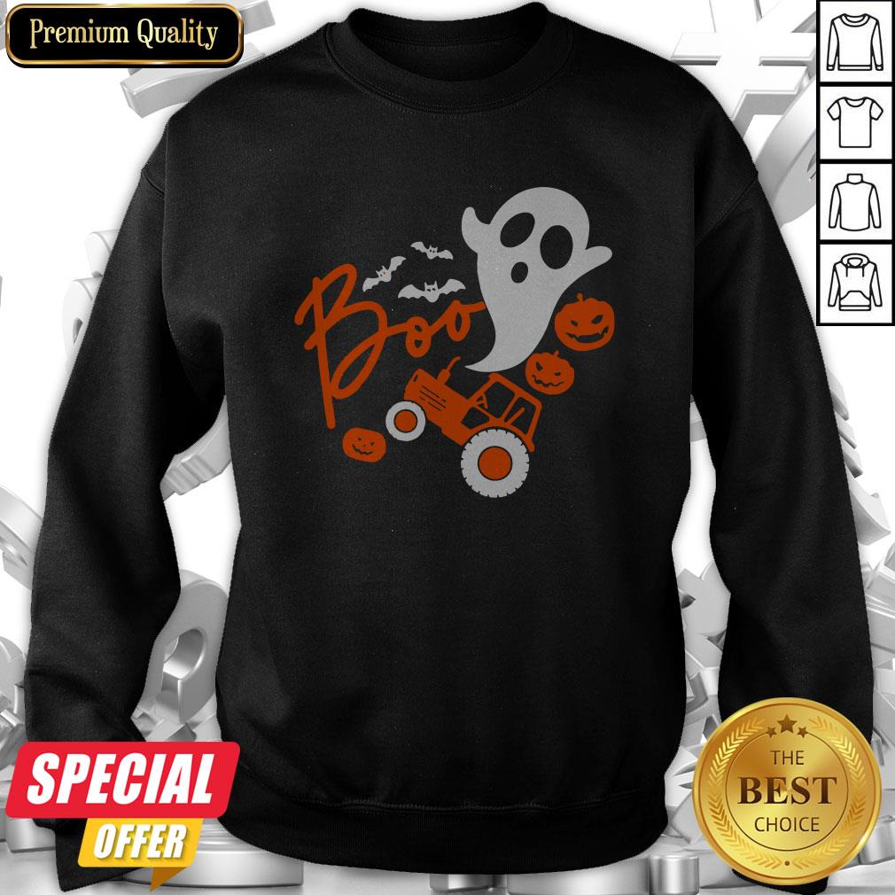 Boo Ghost Rider Tractor Farmer Pumpkin Halloween Costume Shirt