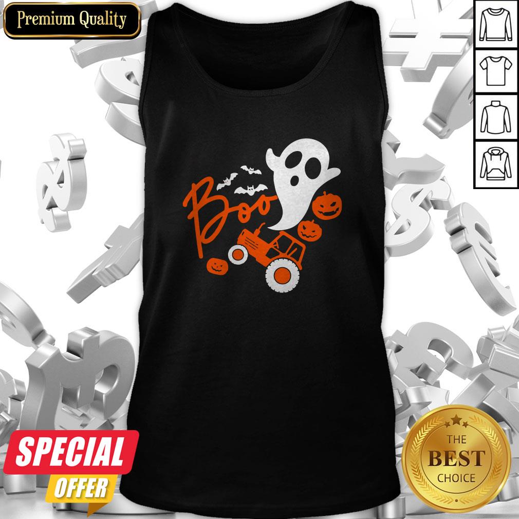 Boo Ghost Rider Tractor Farmer Pumpkin Halloween Costume Shirt