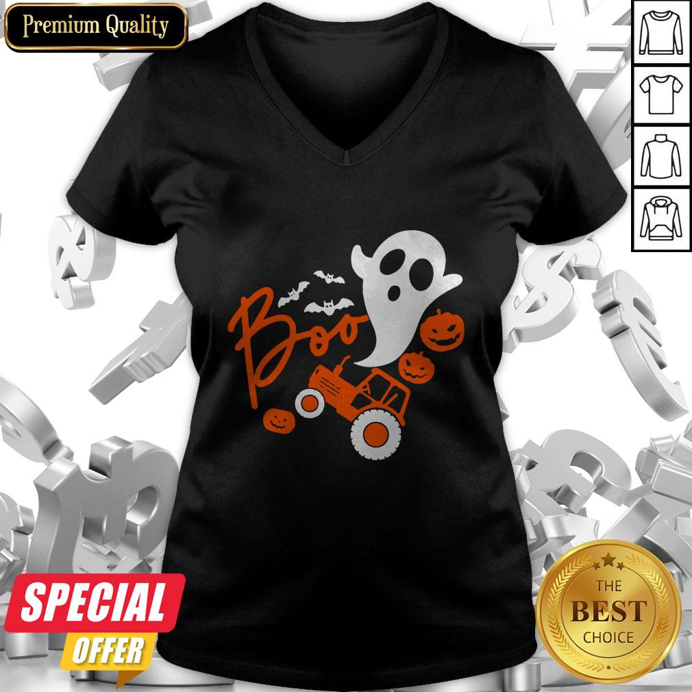 Boo Ghost Rider Tractor Farmer Pumpkin Halloween Costume Shirt