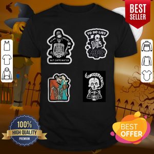 Funny Skeleton Drinking Coffee Dia De Los Muertos Day Dead Halloween Shirt