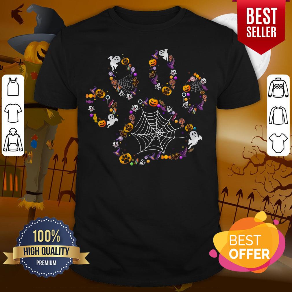 Cool Halloween Dog Paw Print Pet Dog Lovers Halloween Costume Shirt