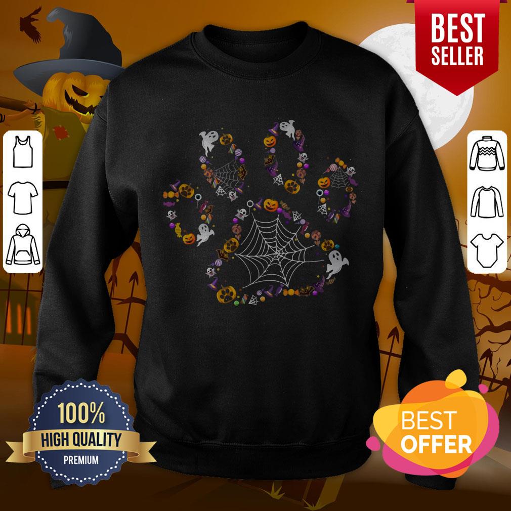 Cool Halloween Dog Paw Print Pet Dog Lovers Halloween Costume Shirt