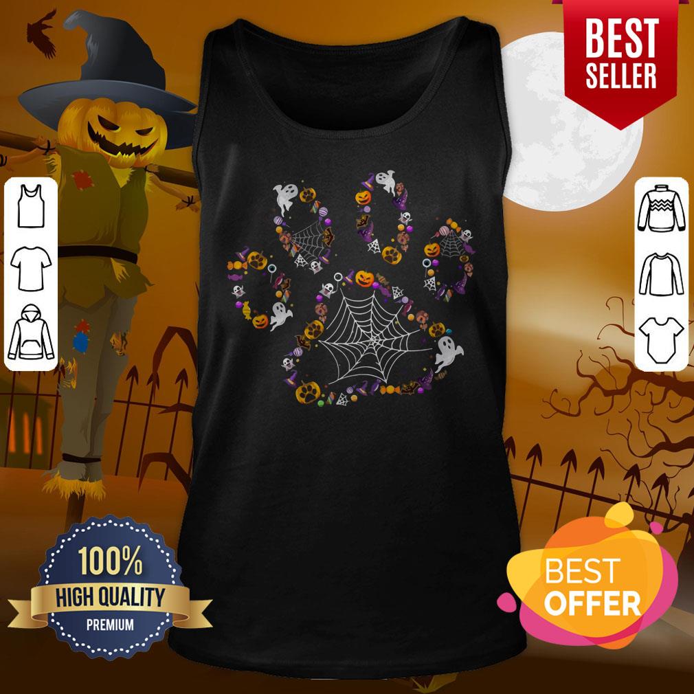 Cool Halloween Dog Paw Print Pet Dog Lovers Halloween Costume Shirt