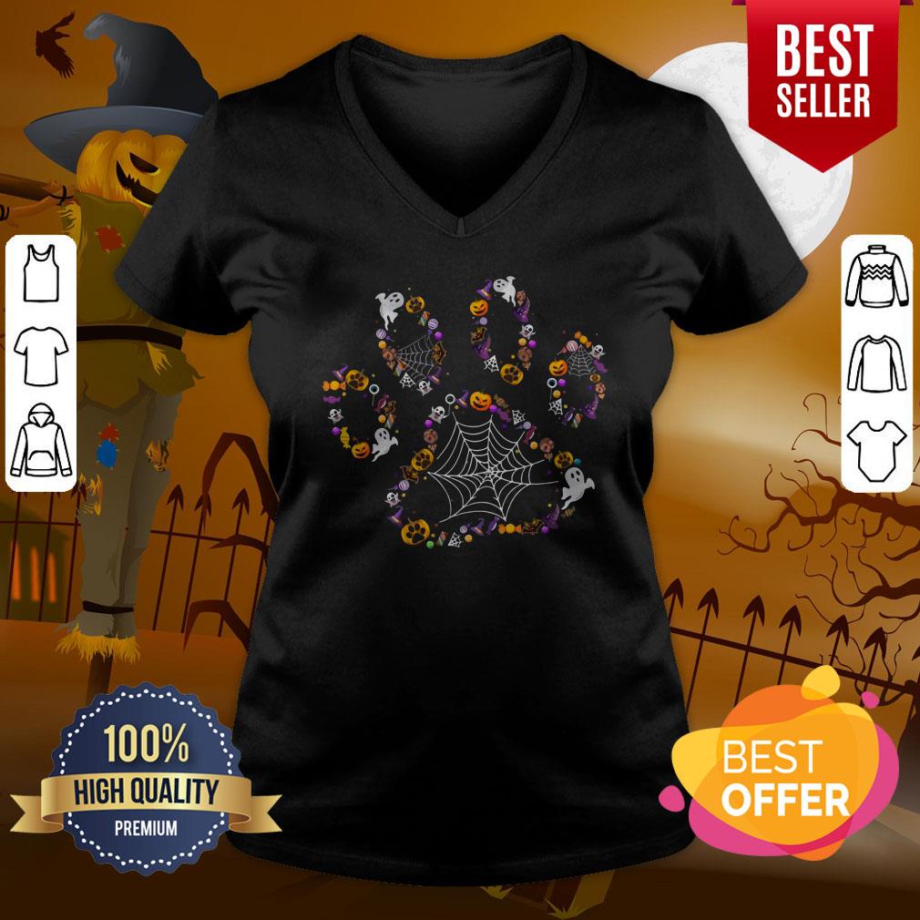 Cool Halloween Dog Paw Print Pet Dog Lovers Halloween Costume Shirt