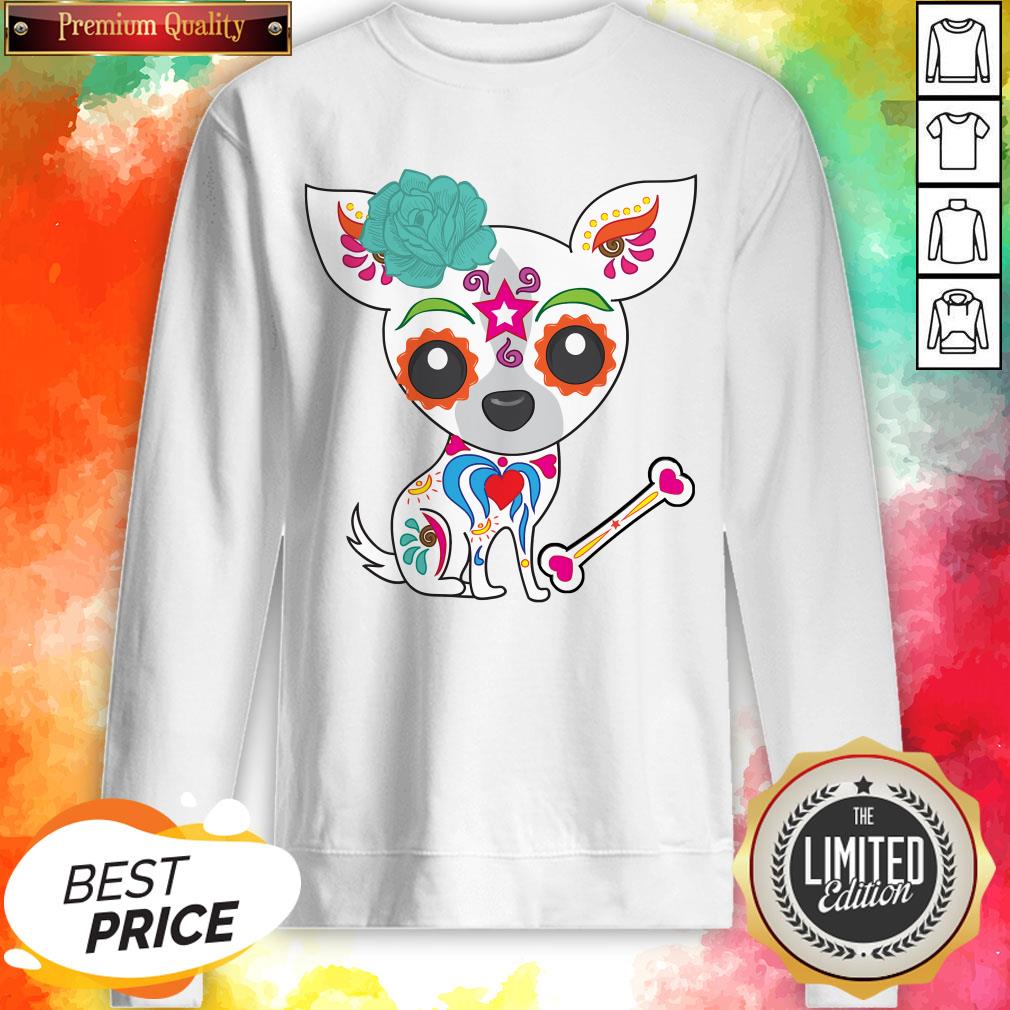 Cute Sugar Skull Chihuahua Dia De Los Muertos Day Of Dead Shirt