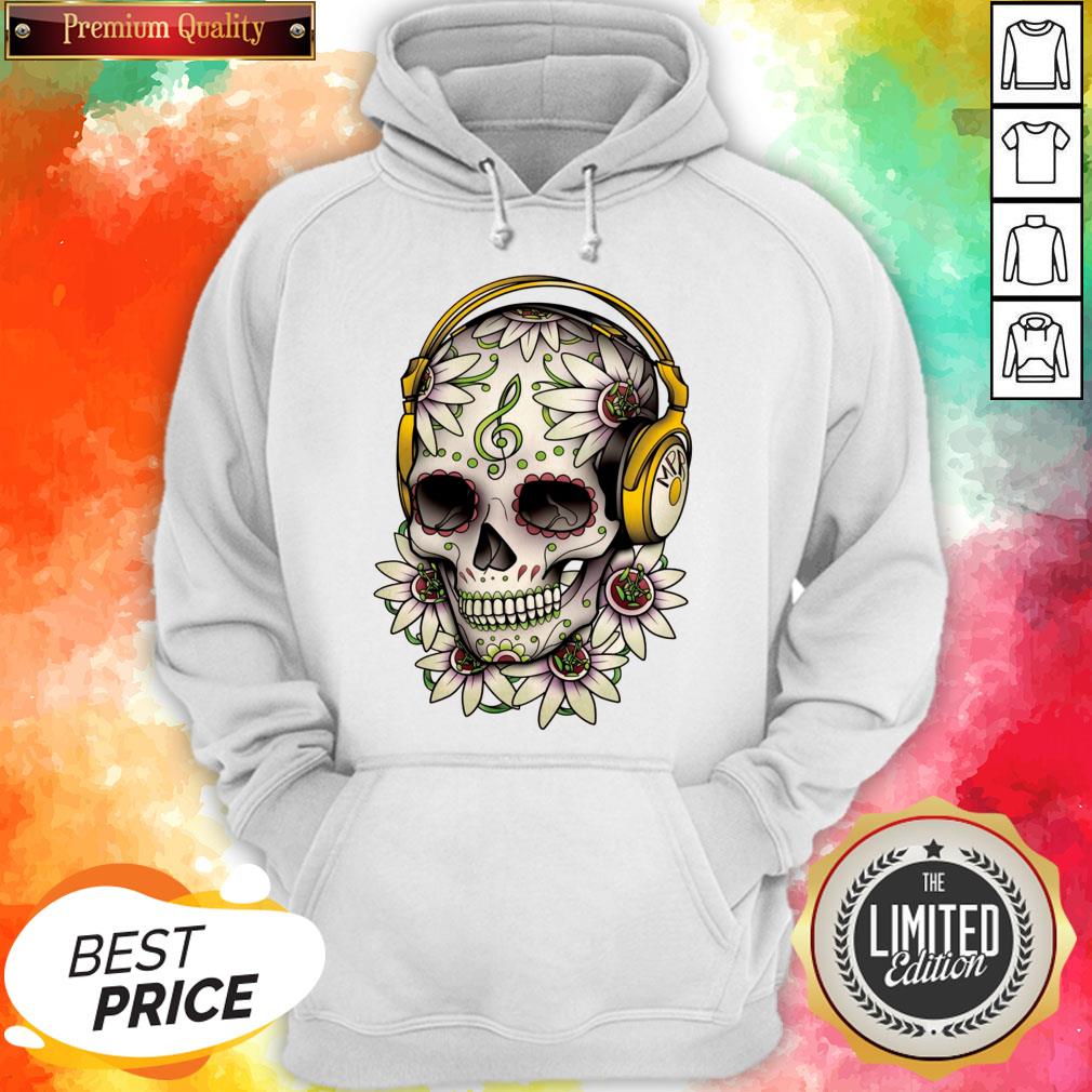 Dj Sugar Skull Headphones Music Halloween Day Of The Dead Muertos Shirt