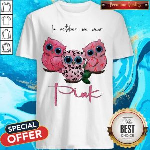Owl Breast Cancer Awareness In October We Wear Pink Shirt