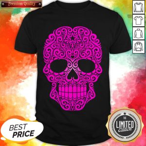 Pink Swirling Sugar Skull Day Of The Dead Shirt