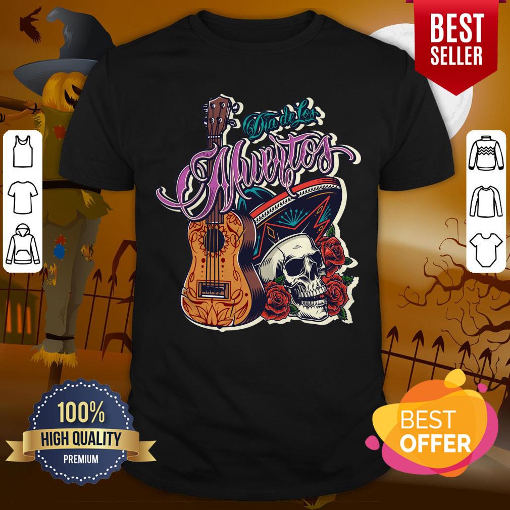 Floral Sugar Skull Sombrero Guitar Day Of The Dead Mariachi Shirt