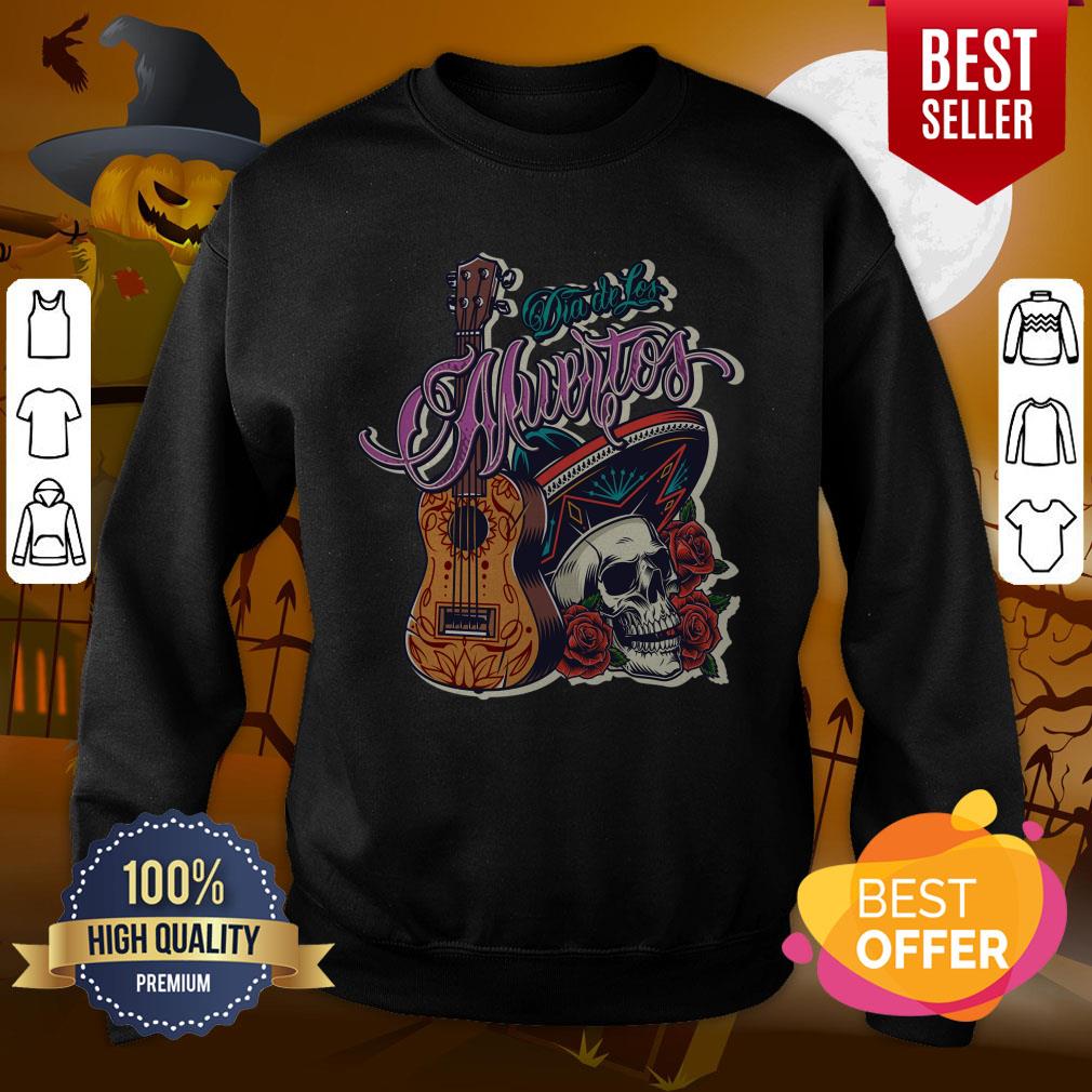 Floral Sugar Skull Sombrero Guitar Day Of The Dead Mariachi Shirt