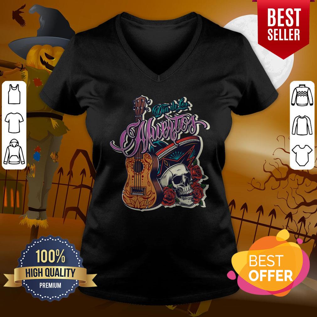 Floral Sugar Skull Sombrero Guitar Day Of The Dead Mariachi Shirt