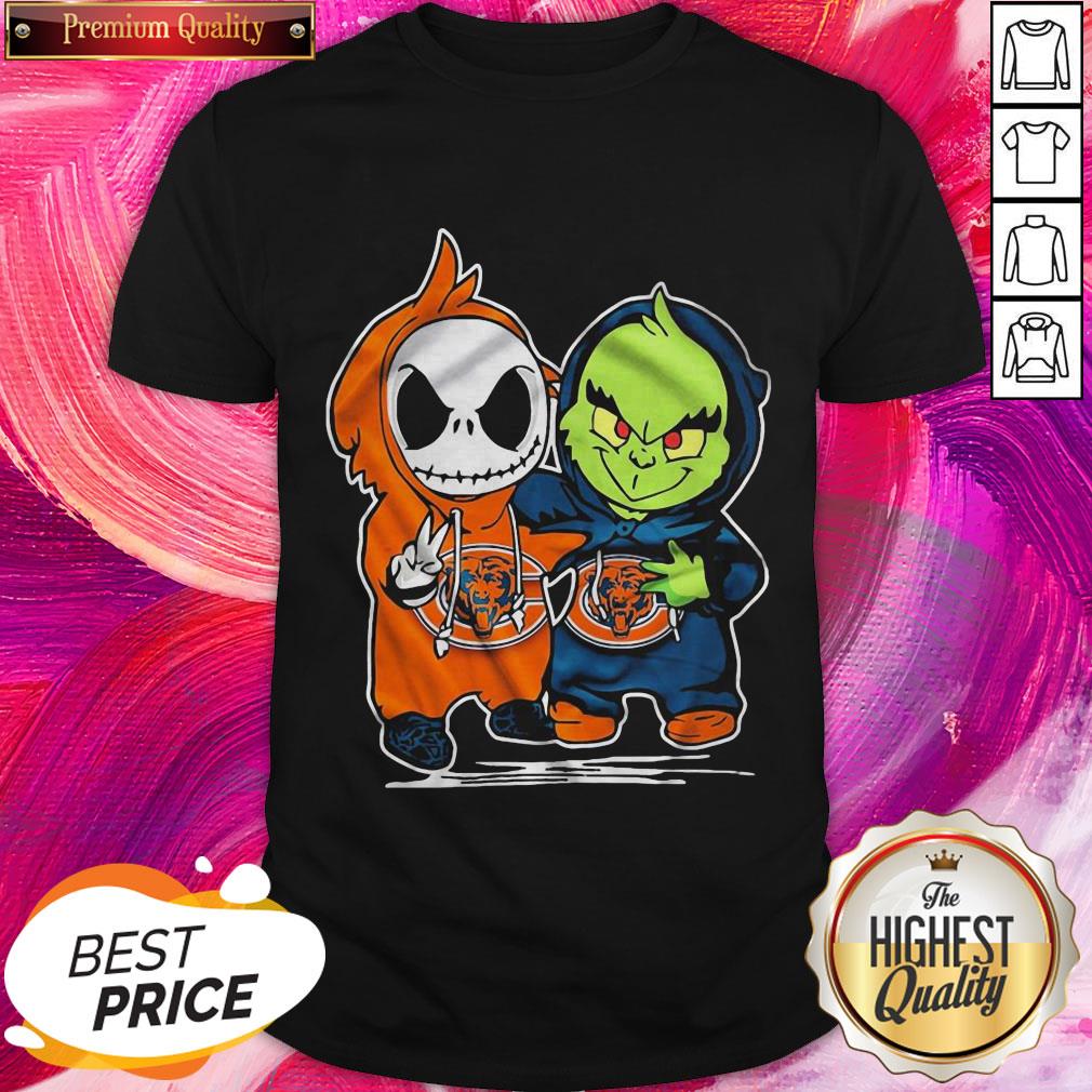 Funny Baby Skeleton And Baby Grinch Chicago Bears Shirt