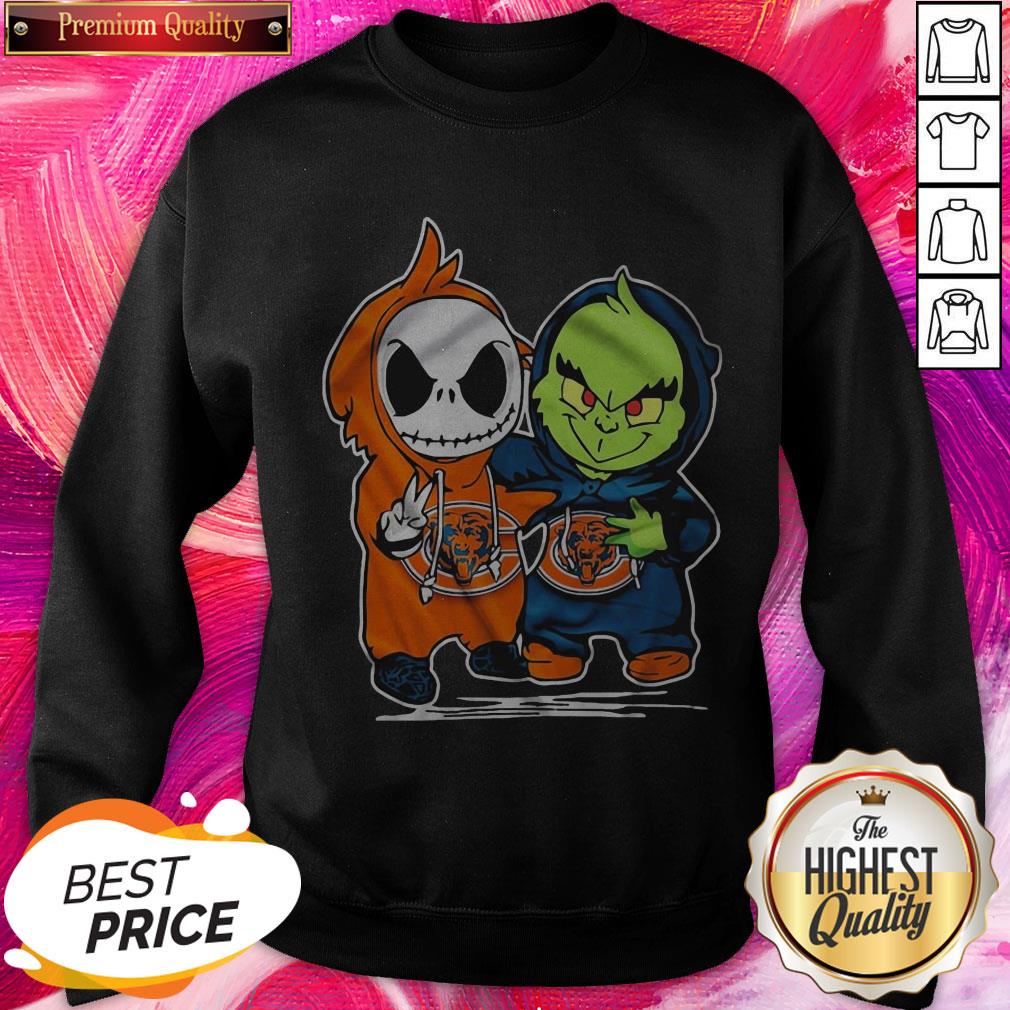 Funny Baby Skeleton And Baby Grinch Chicago Bears Shirt