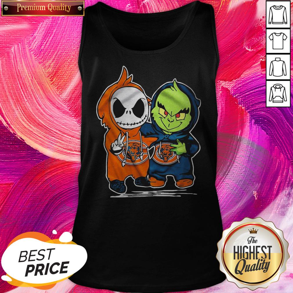 Funny Baby Skeleton And Baby Grinch Chicago Bears Shirt