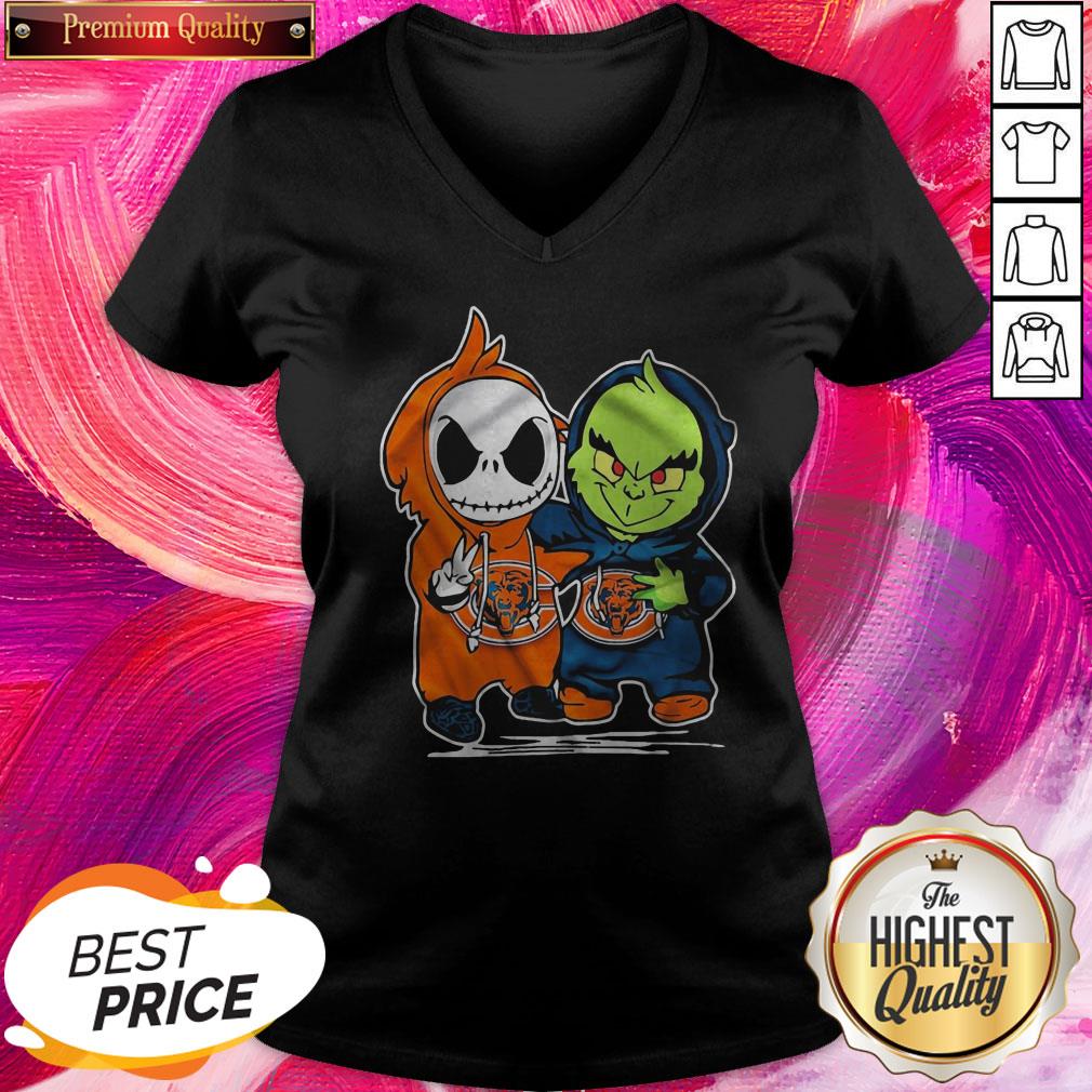 Funny Baby Skeleton And Baby Grinch Chicago Bears Shirt