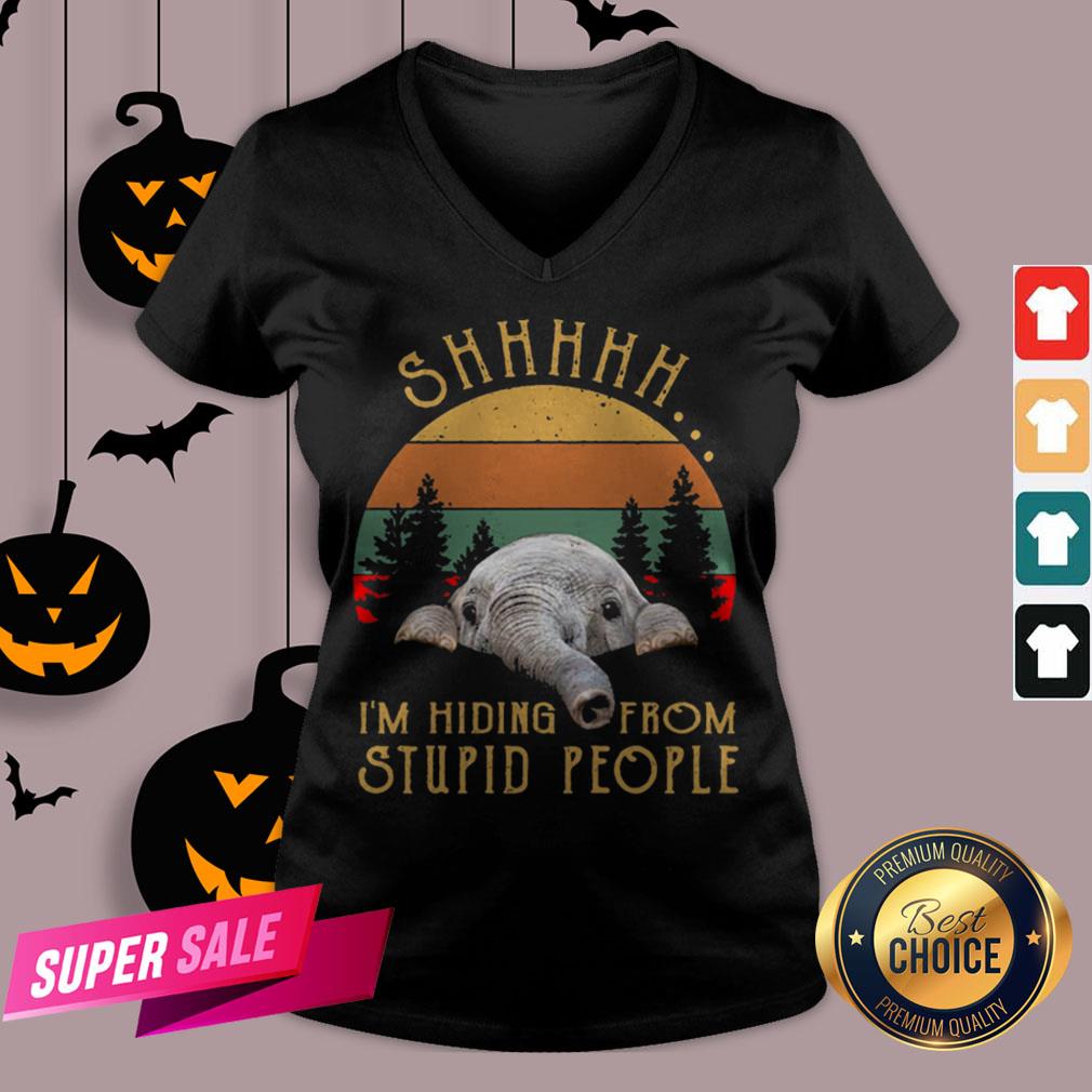 Funny Elephant Shhh I’m Hiding From Stupid People Vintage Shirt