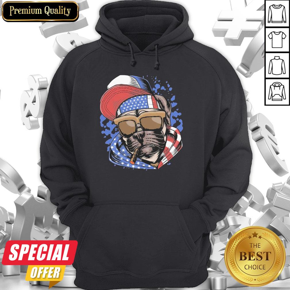 Funny Pug Smoking American Flag Shirt