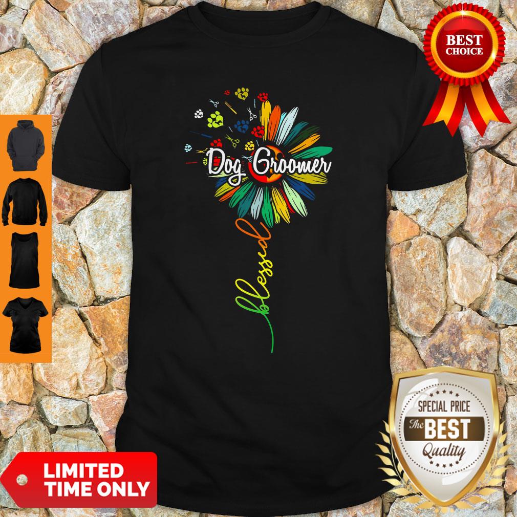 Funny Sunflower Blessed Dog Groomer Shirt